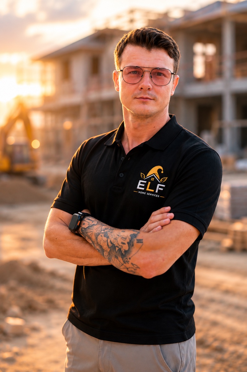 ELF Home Services field lead at a DFW home project